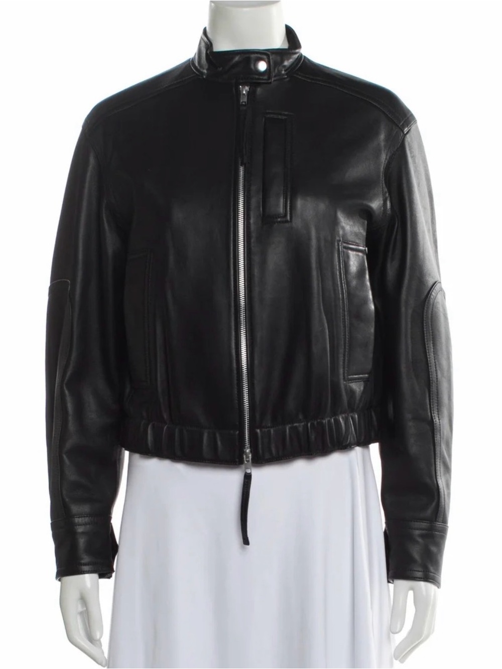 Vince Black Leather Bomber Jacket